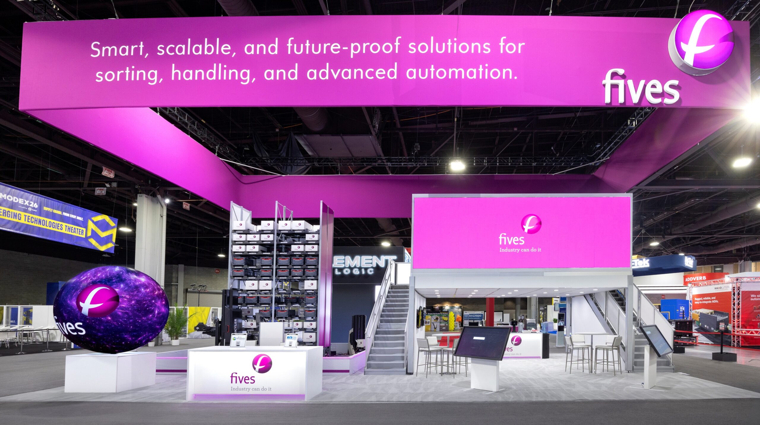 Fives custom double-deck exhibit at Modex