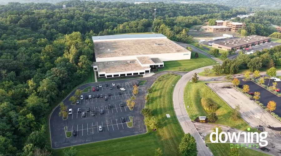 Aerial view of the Downing Displays fabrication, staging, and storage facility